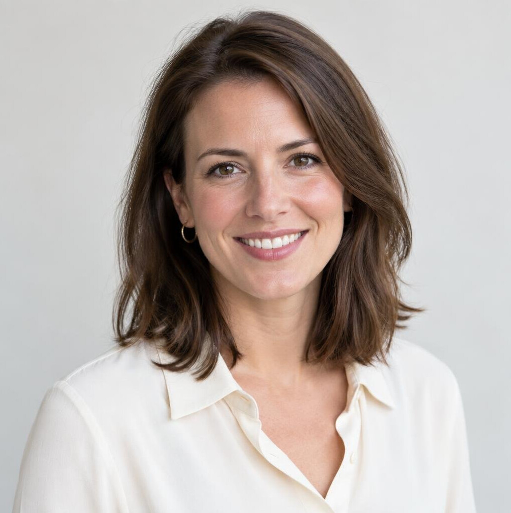 Portrait of a smiling young woman with brown hair