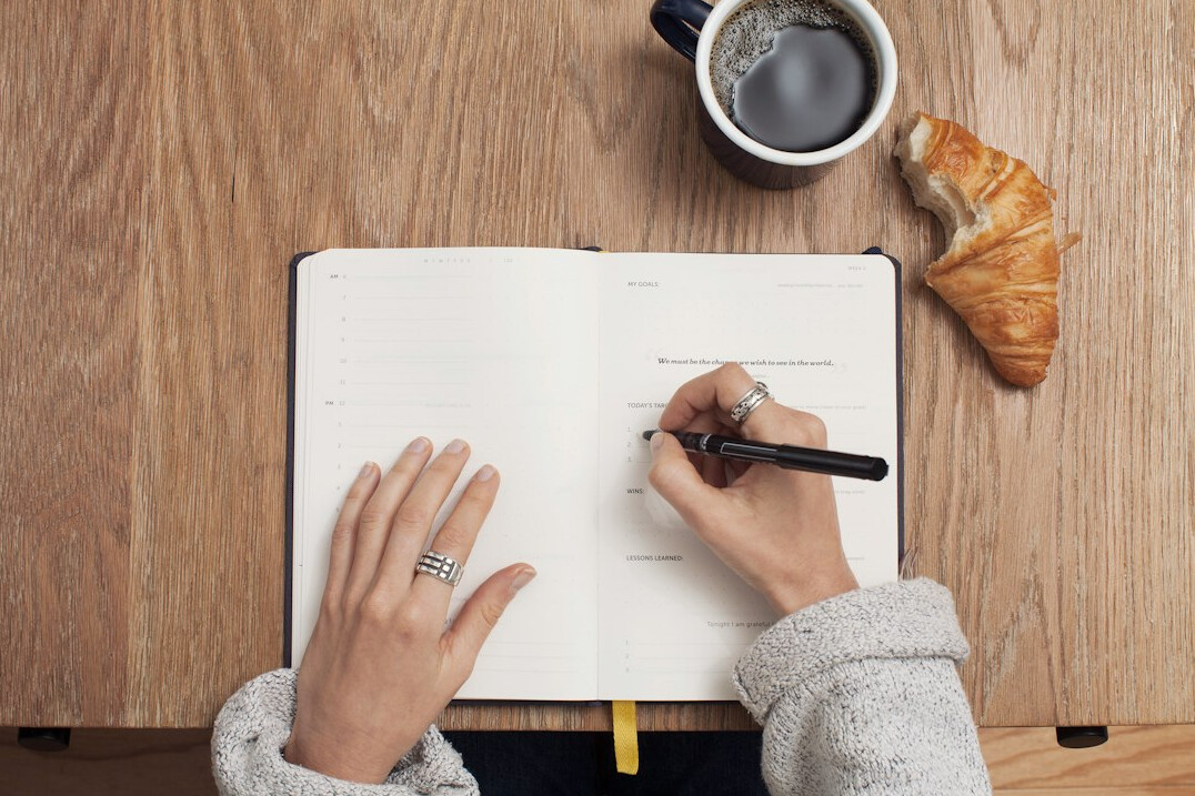 person planning schedule calmly