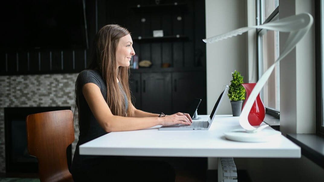 calm person working at desk