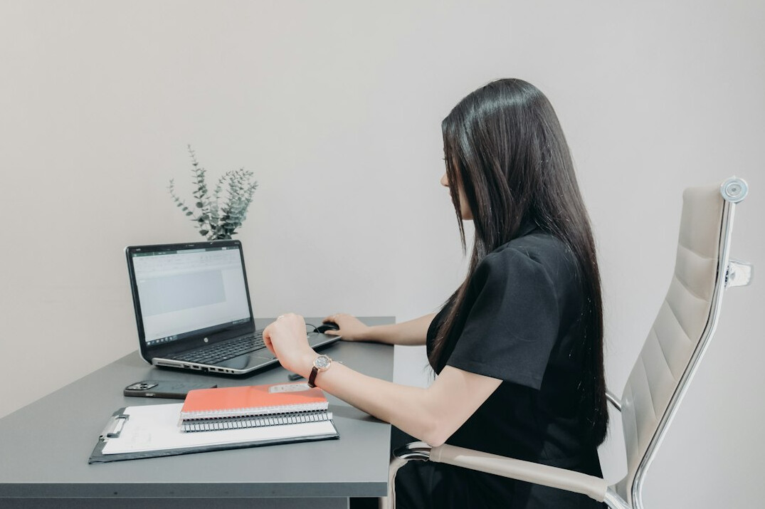 calm person working at desk
