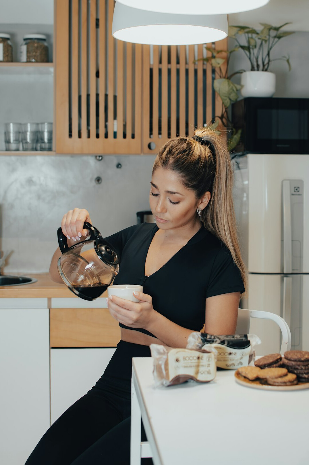woman starting morning routine